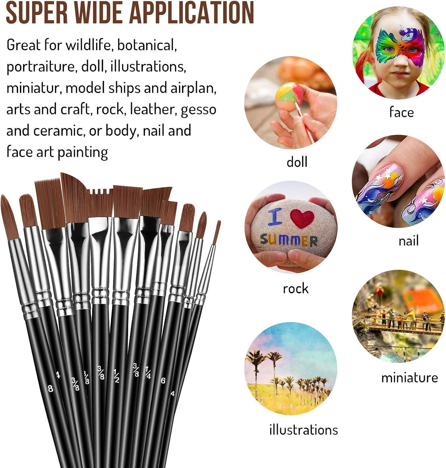 imageSooez 24Pcs Professional Art Paint Brushes Set 12 DifferentSize Brush for Acrylic Oil Watercolor 7 Shapes for Body Nail Face Painting Arts Crafts Supplies for Beginners Artists Adult Kids