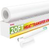 image12quot x 20ft HTV Rolls Heat Transfer Vinyl White Sooez PU Strong Stretchy Iron on Vinyl for TShirts HTV Vinyl Rolls for Cricut Easy to Cut ampamp Weed for Heat Vinyl Design Weeding Hook Included