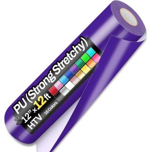 image12quot x 12ft Heat Transfer Vinyl Rolls PU Strong Stretchy HTV Vinyl White for Shirts Sooez Iron on Vinyl for All Cutter Machine Easy to Cut ampamp Weed for DIY Heat Vinyls Design Matte FinishPurple