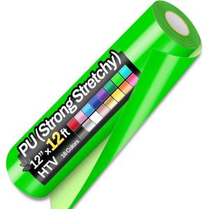 image12quot x 12ft Heat Transfer Vinyl Rolls PU Strong Stretchy HTV Vinyl White for Shirts Sooez Iron on Vinyl for All Cutter Machine Easy to Cut ampamp Weed for DIY Heat Vinyls Design Matte FinishNeno Green