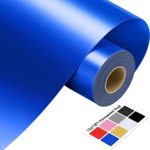 image12quot x 13FT Blue Vinyl  Blue Permanent Vinyl with PET Backing Easier Weed Never Residue Glossy Permanent Adhesive Vinyl for Cutting Machine Party Decoration Car Decal Signs Scrapbooking