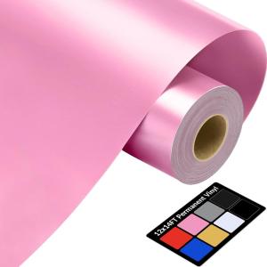 image12quot x 14FT White Vinyl  Glossy White Permanent Vinyl with PET Backing Easier Weed Never Residue Permanent Adhesive for Cutting Machine Party Decoration Car Decal Signs ScrapbookingPink