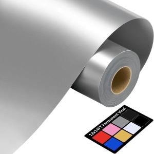 image12quot x 14FT White Vinyl  Glossy White Permanent Vinyl with PET Backing Easier Weed Never Residue Permanent Adhesive for Cutting Machine Party Decoration Car Decal Signs ScrapbookingSilver
