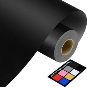 image12quot x 14FT White Vinyl  Glossy White Permanent Vinyl with PET Backing Easier Weed Never Residue Permanent Adhesive for Cutting Machine Party Decoration Car Decal Signs ScrapbookingMatte Black