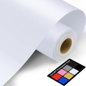image12quot x 14FT White Vinyl  Glossy White Permanent Vinyl with PET Backing Easier Weed Never Residue Permanent Adhesive for Cutting Machine Party Decoration Car Decal Signs ScrapbookingMatte White
