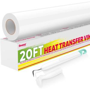 image12quot x 20ft HTV Rolls Heat Transfer Vinyl White Sooez PU Strong Stretchy Iron on Vinyl for TShirts HTV Vinyl Rolls for Cricut Easy to Cut ampamp Weed for Heat Vinyl Design Weeding Hook Included