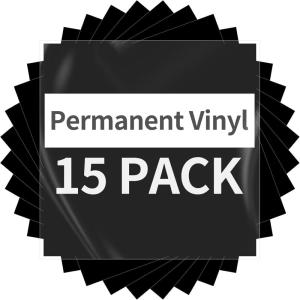 imageBlack Permanent Vinyl  15 Sheets Glossy Black Adhesive Vinyl 12quotx118quot Black Permanent Adhesive Sheets for Home Decor Car Decal Glossy ampamp Waterproof Paper for All Cutting MachineMatte Black