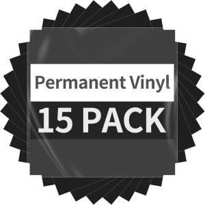imageBlack Permanent Vinyl  15 Sheets Glossy Black Adhesive Vinyl 12quotx118quot Black Permanent Adhesive Sheets for Home Decor Car Decal Glossy ampamp Waterproof Paper for All Cutting MachineGlossy Black