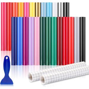 imagePermanent Vinyl for Cricut Machines 50Pack 12quotx12quot  40 Adhesive Vinyl Matte ampamp Glossy  10 Transfer Tapes 1 Scraper Waterproof Outdoor for All Cutting Machine Perfect for Home Party Decor26 Multicolor