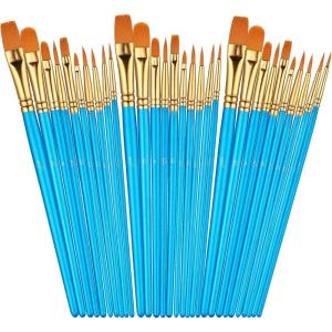imageSooez 30Pcs Art Paint Brushes Set Round Pointed Tip Nylon Hair Art Brushes for Acrylic Oil Watercolor 10 Different Sizes for Body Nail Face Painting Adult Kids Drawing Arts Crafts Supplies