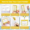 image2 Pack Plastic Card Protector Sleeve with Lanyard Sooez 4x3 Cards Holder Heavy Duty Clear Plastic Sleeve for Cards ID Card Protector Horizontal Name Tag Badge Holder DoubleSided Transparent