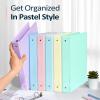 image6 Pack Extra Durable 3 Ring Binders 1 inch Sooez 1 Three Round Ring Binders with Pockets Cute Customizable Clear View Cover for 85 x 11 Letter Size Papers Pastel School Office Supplies for GirlPastel