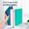 imageBinderX Extra Durable 3 Ring Binder Round Rings 1 Inch Binder Fits 175 Sheets of 85x11 Paper Customizable View Cover with Inside Pockets Cute 1quot Binders 1 Inch Binders 3 Ring PinkAqua Blue