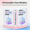 imageBinderX Extra Durable 3 Ring Binder Round Rings 1 Inch Binder Fits 175 Sheets of 85x11 Paper Customizable View Cover with Inside Pockets Cute 1quot Binders 1 Inch Binders 3 Ring PinkAqua Blue