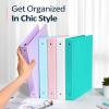 imageBinderX Extra Durable 3 Ring Binder Round Rings 1 Inch Binder Fits 175 Sheets of 85x11 Paper Customizable View Cover with Inside Pockets Cute 1quot Binders 1 Inch Binders 3 Ring PinkAqua Blue