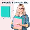 imageBinderX Extra Durable 3 Ring Binder Round Rings 1 Inch Binder Fits 175 Sheets of 85x11 Paper Customizable View Cover with Inside Pockets Cute 1quot Binders 1 Inch Binders 3 Ring PinkAqua Blue