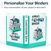 imageBinderX Extra Durable 3 Ring Binder Round Rings 1 Inch Binder Fits 175 Sheets of 85x11 Paper Customizable View Cover with Inside Pockets Cute 1quot Binders 1 Inch Binders 3 Ring PinkAqua Blue