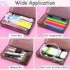 imageSooez 1 Pack Clear Pencil Box Plastic Hard Pencil Case with Stickers Large Crayon Box with Snaptight Lid Stackable Storage Box Art Craft Marker Organizer Box for Kids Boys Back to School YellowDark Gray