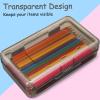 imageSooez 1 Pack Clear Pencil Box Plastic Hard Pencil Case with Stickers Large Crayon Box with Snaptight Lid Stackable Storage Box Art Craft Marker Organizer Box for Kids Boys Back to School YellowDark Gray