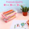 imageSooez 1 Pack Clear Pencil Box Plastic Hard Pencil Case with Stickers Large Crayon Box with Snaptight Lid Stackable Storage Box Art Craft Marker Organizer Box for Kids Boys Back to School YellowClear
