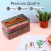 imageSooez 1 Pack Clear Pencil Box Plastic Hard Pencil Case with Stickers Large Crayon Box with Snaptight Lid Stackable Storage Box Art Craft Marker Organizer Box for Kids Boys Back to School YellowDark Gray