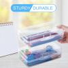 imageSooez 1 Pack Clear Pencil Box Plastic Hard Pencil Case with Stickers Large Crayon Box with Snaptight Lid Stackable Storage Box Art Craft Marker Organizer Box for Kids Boys Back to School YellowOrange