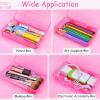 imageSooez 1 Pack Clear Pencil Box Plastic Hard Pencil Case with Stickers Large Crayon Box with Snaptight Lid Stackable Storage Box Art Craft Marker Organizer Box for Kids Boys Back to School YellowPink