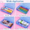 imageSooez 1 Pack Clear Pencil Box Plastic Hard Pencil Case with Stickers Large Crayon Box with Snaptight Lid Stackable Storage Box Art Craft Marker Organizer Box for Kids Boys Back to School YellowANavy blue