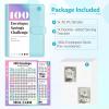 imageSooez 100 Envelopes Money Saving Challenge Savings Challenges Book with Envelopes ampamp Challenge Tracker Motivational Process to Save 5050 Money Saving Binder 100 Pocket PreNumbered PurpleBlue