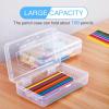 imageSooez 3 Pack Pencil Case Large Hard Pencil Box Bulk Clear Crayon Box Marker Pen Organizer Plastic Storage Container with Snap Lid Stackable Art Craft Organizer Back to School SuppliesClear
