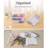imageSooez 6 Pack Extra Large Pencil Box Plastic Pencil Case Crayon Box Bulk Clear Marker Organizer Plastic Containers with Lid Stackable Storage Boxes for Craft Pen Art Back to School Supplies PinkBlack