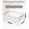 imageSooez 6 Pack Extra Large Pencil Box Plastic Pencil Case Crayon Box Bulk Clear Marker Organizer Plastic Containers with Lid Stackable Storage Boxes for Craft Pen Art Back to School Supplies PinkBlack