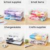 imageSooez 6 Pack Pencil BoxHard Pencil Boxes for School Supplies Bulk Large Plastic Pencil Case with Lid Clear Pencil Container Stackable School Crayon Boxes Bulk for KidsYellow