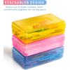 imageSooez 6 Pack Pencil BoxHard Pencil Boxes for School Supplies Bulk Large Plastic Pencil Case with Lid Clear Pencil Container Stackable School Crayon Boxes Bulk for KidsColored
