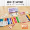 imageSooez 6 Pack Pencil BoxHard Pencil Boxes for School Supplies Bulk Large Plastic Pencil Case with Lid Clear Pencil Container Stackable School Crayon Boxes Bulk for KidsNavy Blue