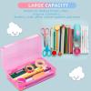 imageSooez 6 Pack Pencil BoxHard Pencil Boxes for School Supplies Bulk Large Plastic Pencil Case with Lid Clear Pencil Container Stackable School Crayon Boxes Bulk for KidsColored