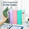imageSooez BinderX Extra Durable 3 Inch 3 Ring Binder DRing Large Binder Holds 670 Sheets of 85x11 Paper Customizable View Cover with Inside Pockets Heavy Duty 3 Ring Binder for School Olive GreenLavender