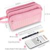 imageSooez Large Pencil Case Big Capacity Pencil Pouch Pen Bag with 3 Compartment Portable Canvas Stationery Organizer with Zipper Cute Aesthetic School Supplies for Teen Girls College Pink with PlaidPurple with Plaid
