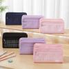 imageSooez Large Pencil Case Big Capacity Pencil Pouch Pen Bag with 3 Compartment Portable Canvas Stationery Organizer with Zipper Cute Aesthetic School Supplies for Teen Girls College Pink with PlaidPure Purple