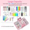 imageSooez Large Pencil Case Big Capacity Pencil Pouch Pen Bag with 3 Compartment Portable Canvas Stationery Organizer with Zipper Cute Aesthetic School Supplies for Teen Girls College Pink with PlaidBlack with Plaid
