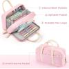 imageSooez Large Pencil Case Pouch Extra Big Pencil Bag with 5 Compartments Pen Bag Wide Opening Soft Corduroy Pencil Pouch Organizer with Zipper Cute Aesthetic School Supplies for Teen GirlsPurpleBlack with Beige Handle