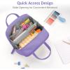 imageSooez Large Pencil Case Pouch Extra Big Pencil Bag with 5 Compartments Pen Bag Wide Opening Soft Corduroy Pencil Pouch Organizer with Zipper Cute Aesthetic School Supplies for Teen GirlsPurplePurple