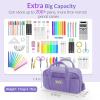 imageSooez Large Pencil Case Pouch Extra Big Pencil Bag with 5 Compartments Pen Bag Wide Opening Soft Corduroy Pencil Pouch Organizer with Zipper Cute Aesthetic School Supplies for Teen GirlsPurplePurple