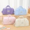 imageSooez Large Pencil Case Pouch Extra Big Pencil Bag with 5 Compartments Pen Bag Wide Opening Soft Corduroy Pencil Pouch Organizer with Zipper Cute Aesthetic School Supplies for Teen GirlsPurpleGreen