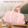 imageSooez Large Pencil Case Pouch Extra Big Pencil Bag with 5 Compartments Pen Bag Wide Opening Soft Corduroy Pencil Pouch Organizer with Zipper Cute Aesthetic School Supplies for Teen GirlsPurpleBlue with Beige Handle
