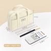 imageSooez Large Pencil Case Pouch Extra Big Pencil Bag with 5 Compartments Pen Bag Wide Opening Soft Corduroy Pencil Pouch Organizer with Zipper Cute Aesthetic School Supplies for Teen GirlsPurpleBeige