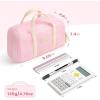 imageSooez Large Pencil Case Pouch Extra Big Pencil Bag with 5 Compartments Pen Bag Wide Opening Soft Corduroy Pencil Pouch Organizer with Zipper Cute Aesthetic School Supplies for Teen GirlsPurpleBlue with Beige Handle