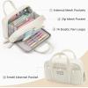 imageSooez Large Pencil Case Pouch Extra Big Pencil Bag with 5 Compartments Pen Bag Wide Opening Soft Corduroy Pencil Pouch Organizer with Zipper Cute Aesthetic School Supplies for Teen GirlsPurpleGreen