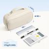 imageSooez Large Pencil Case Pouch Soft Corduroy Pencil Bag with Handle Cute Pen Case 5 Compartments Wide Opening Pen Pouch Organizer with Zipper Aesthetic School Supplies for Girls Women BlueBeige