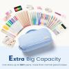 imageSooez Large Pencil Case Pouch Soft Corduroy Pencil Bag with Handle Cute Pen Case 5 Compartments Wide Opening Pen Pouch Organizer with Zipper Aesthetic School Supplies for Girls Women BlueYellow